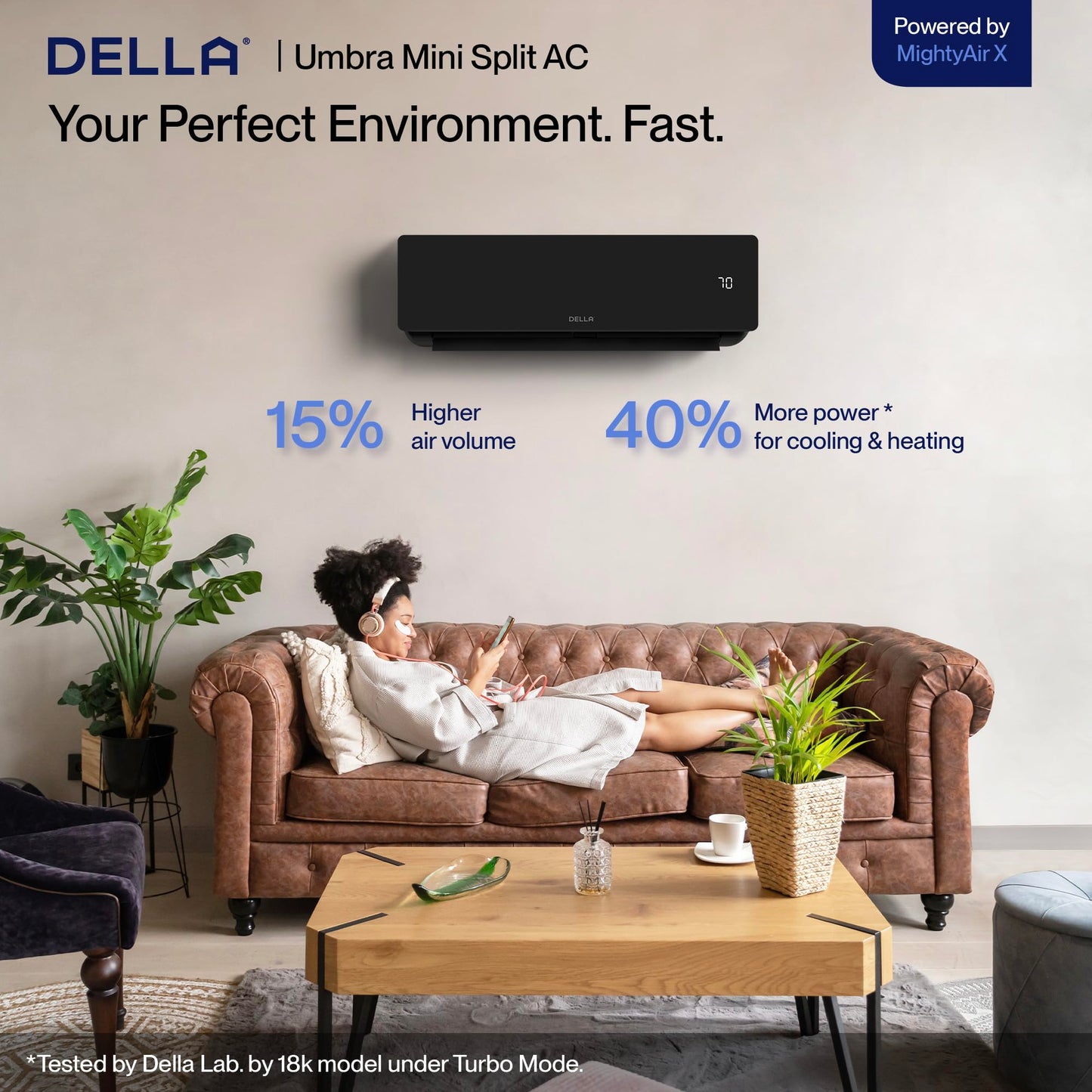DELLA 12000 BTU Mini Split AC Wifi Enabled Work with Alexa 17 SEER2 Energy Saving Cools Up to 550 Sq.Ft & 1 Ton Pre-Charged Heat Pump Ductless Inverter System (JPB Series with R32 refrigerant)