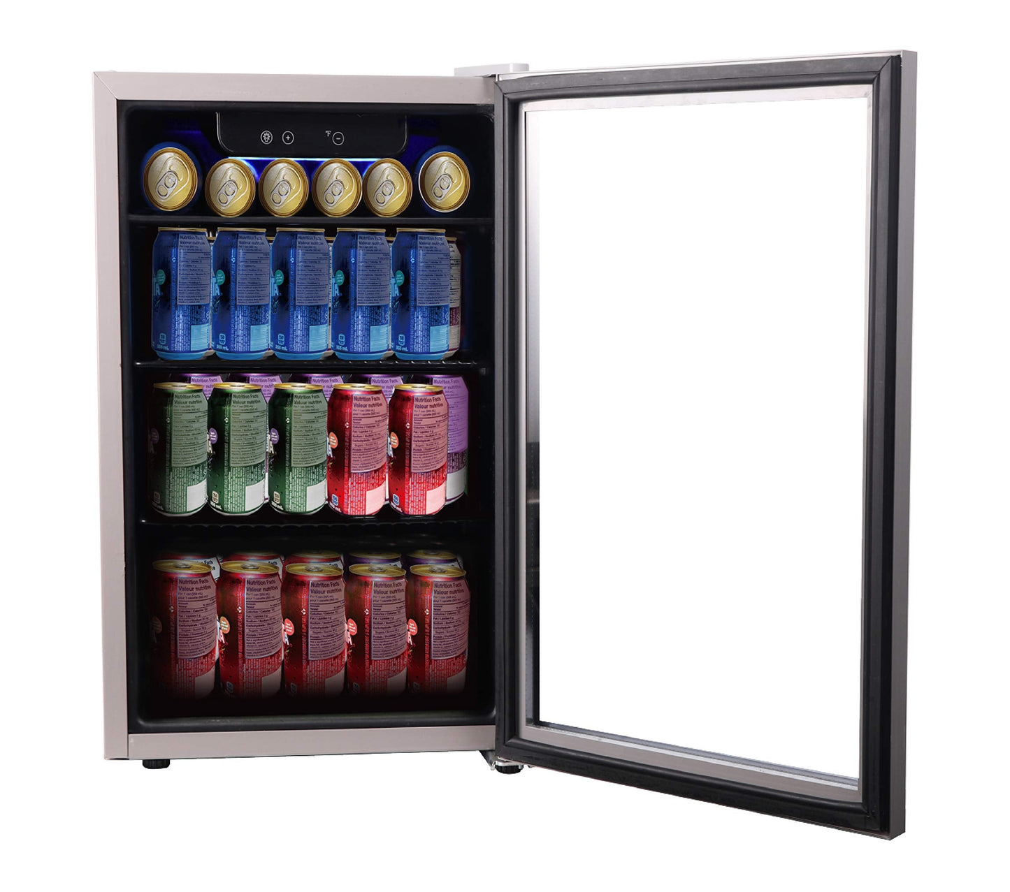 Frigidaire EFMIS9000AMZ, Beverage Fridge Refrigerator with Glass Door, Compact Mini Fridge with Digital Temperature Control Fits 88 Cans or 25 Bottles, 74L Capacity - 19.29"D x 25"W x 17.51"H, Silver