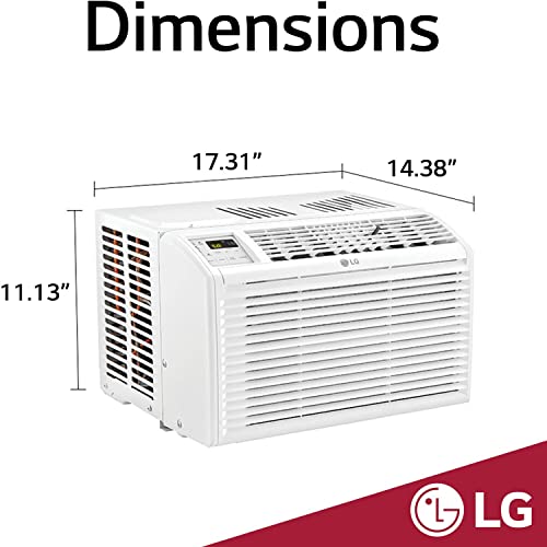 LG 12,000 BTU Window Air Conditioner, 115V, Cools 550 Sq.Ft. for Bedroom, Living Room, Apartment, Quiet Operation, Electronic Control with Remote, 3 Cooling & Fan Speeds, Auto Restart, White
