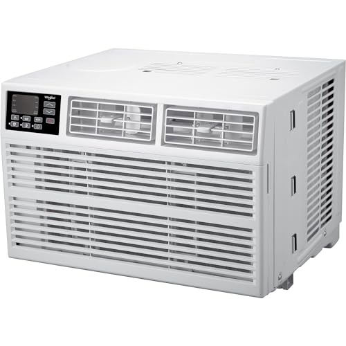 Whirlpool 12,000 BTU 115V Window-Mounted Air Conditioner with Remote Control, Window AC for Rooms up to 550 Sq.Ft, LCD Display, Auto-Restart, 24H Timer, White