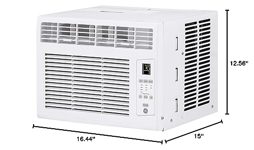 GE Electronic Window Air Conditioner 6000 BTU, Efficient Cooling for Smaller Areas Like Bedrooms and Guest Rooms, 6K BTU Window AC Unit with Easy Install Kit, White