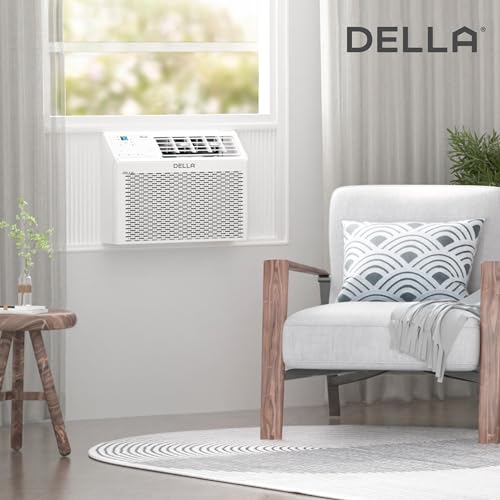 DELLA 12000 BTU Energy Saving Window Air Conditioner, Cools Up to 550 Sq. Ft., GEO Location, AC Unit with WIFI Smart Controls, Remote, Dehumidifier, Fan, Reusable Filter, Easy Install Kit