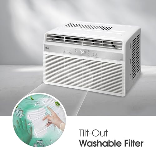 LG 12,000 BTU Window Air Conditioner, 115V, Cools 550 Sq.Ft. for Bedroom, Living Room, Apartment, Quiet Operation, Electronic Control with Remote, 3 Cooling & Fan Speeds, Auto Restart, White