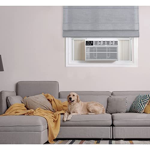 Whirlpool 12,000 BTU 115V Window-Mounted Air Conditioner with Remote Control, Window AC for Rooms up to 550 Sq.Ft, LCD Display, Auto-Restart, 24H Timer, White