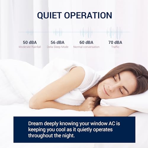 DELLA 12000 BTU Energy Saving Window Air Conditioner, Cools Up to 550 Sq. Ft., GEO Location, AC Unit with WIFI Smart Controls, Remote, Dehumidifier, Fan, Reusable Filter, Easy Install Kit