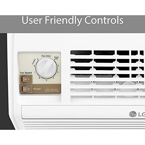 LG 12,000 BTU Window Air Conditioner, 115V, Cools 550 Sq.Ft. for Bedroom, Living Room, Apartment, Quiet Operation, Electronic Control with Remote, 3 Cooling & Fan Speeds, Auto Restart, White