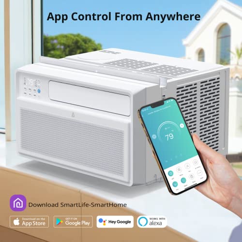 Acekool 8000 BTU Inverter Smart Window Air Conditioner, Window AC Unit with Remote/App Control, Openable windows free, Energy Savings, Quiet Operation, Cools 350 Sq.ft, 110-115V