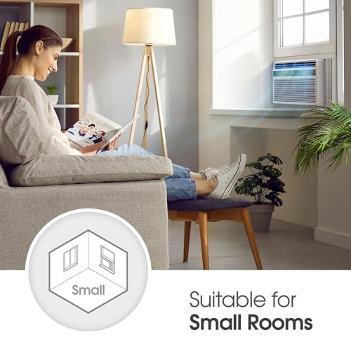 LG 12,000 BTU Window Air Conditioner, 115V, Cools 550 Sq.Ft. for Bedroom, Living Room, Apartment, Quiet Operation, Electronic Control with Remote, 3 Cooling & Fan Speeds, Auto Restart, White