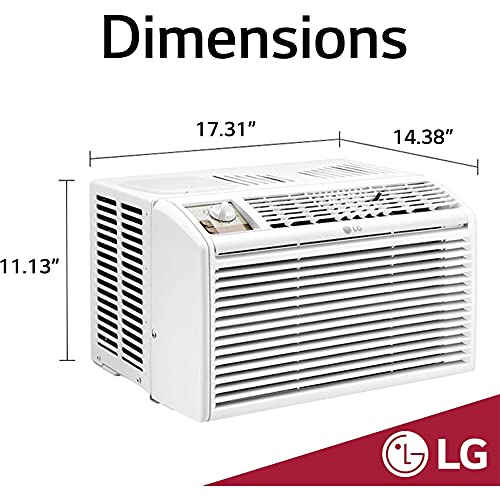 LG 12,000 BTU Window Air Conditioner, 115V, Cools 550 Sq.Ft. for Bedroom, Living Room, Apartment, Quiet Operation, Electronic Control with Remote, 3 Cooling & Fan Speeds, Auto Restart, White