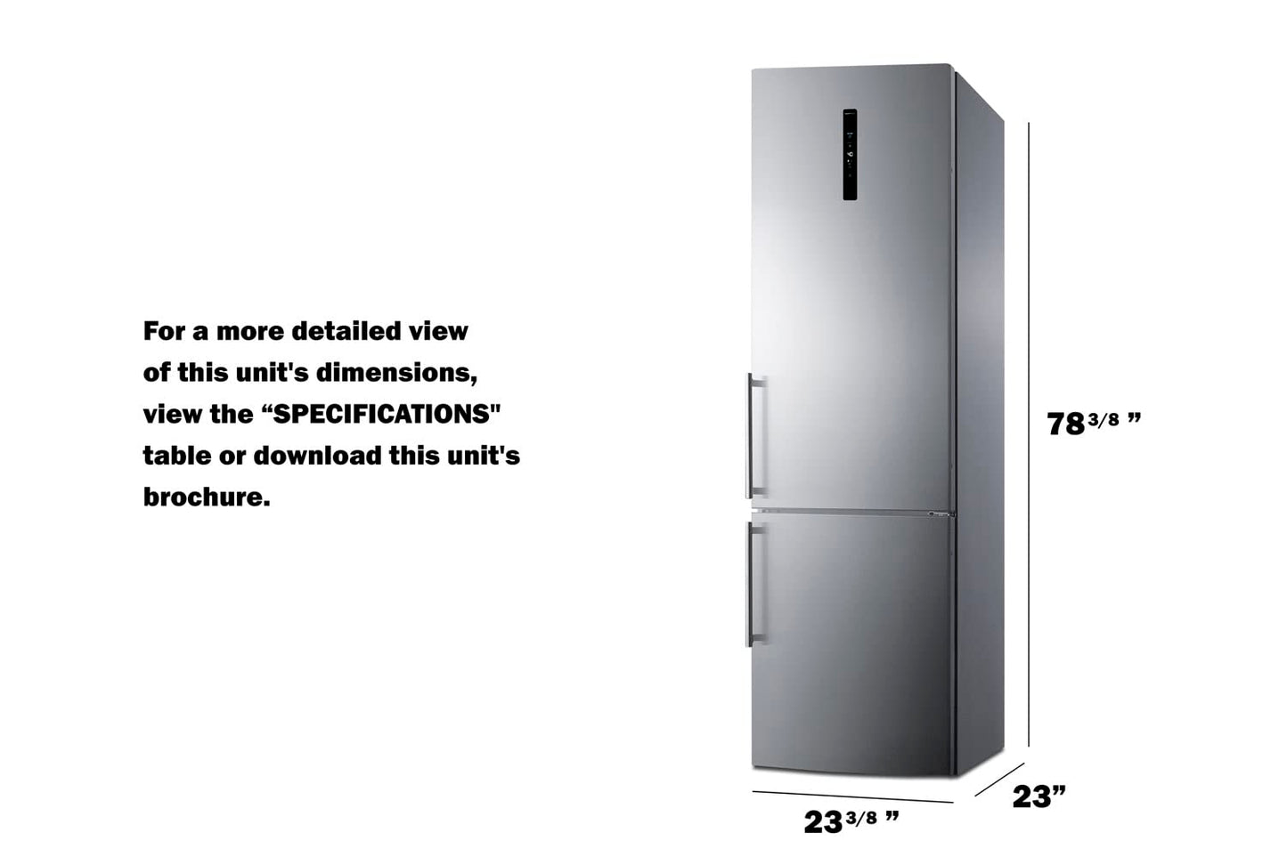 Summit Appliance FFBF181ES2 24" Wide Bottom Freezer Refrigerator, Stainless Steel Door, ENERGY STAR Certified, Digital thermostats, Made in Europe