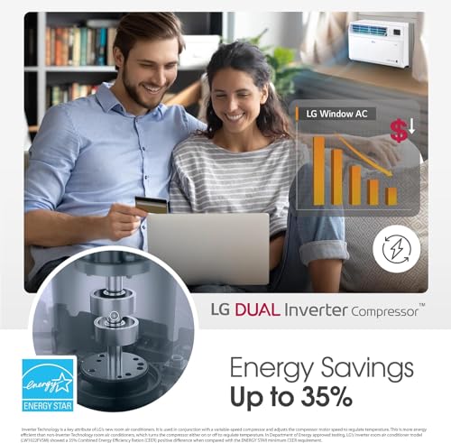 LG 10000 BTU Window Air Conditioners [2023 New] Dual Inverter Remote WiFi Enabled App Ultra-Quiet Washable Filter Cools 450 Sq.Ft AC Unit air conditioner Easy Install White LW1022FVSM