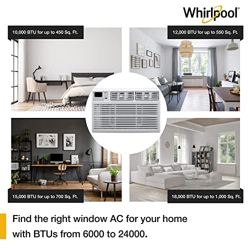 Whirlpool 12,000 BTU 115V Window Air Conditioner & Dehumidifier with Remote Control, Window AC Unit for Apartment, Bedroom, & Medium/Large Rooms up to 550 Square Feet in White