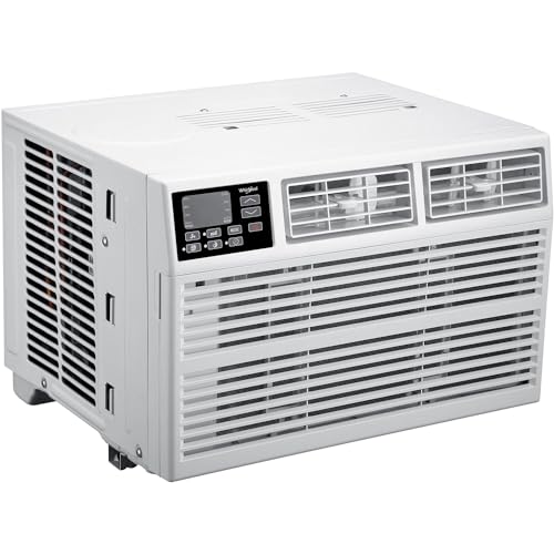 Whirlpool 12,000 BTU 115V Window-Mounted Air Conditioner with Remote Control, Window AC for Rooms up to 550 Sq.Ft, LCD Display, Auto-Restart, 24H Timer, White
