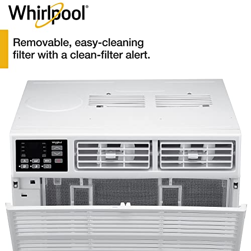 Whirlpool 12,000 BTU 115V Window-Mounted Air Conditioner with Remote Control, Window AC for Rooms up to 550 Sq.Ft, LCD Display, Auto-Restart, 24H Timer, White