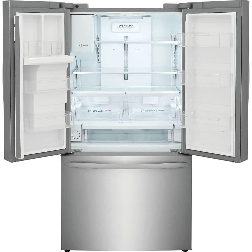 FRIGIDAIRE FRFS2823AS 36'' Freestanding French Door Refrigerator 27.8 ft. Capacity, 4 Glass Shelves, 9 cu. ft. Freezer Capacity, External Water Dispenser, Ice Maker, Water Filter in Stainless Steel