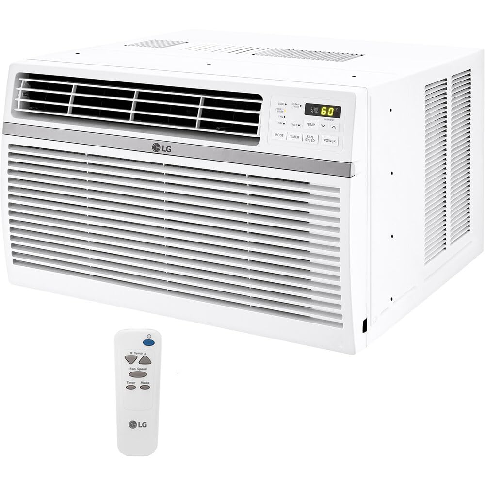 LG 12,000 BTU Window Air Conditioner, 115V, Cools 550 Sq.Ft. for Bedroom, Living Room, Apartment, Quiet Operation, Electronic Control with Remote, 3 Cooling & Fan Speeds, Auto Restart, White
