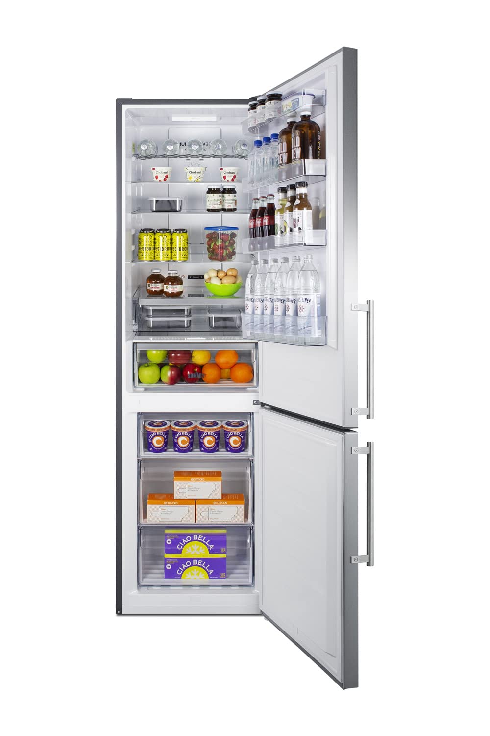 Summit Appliance FFBF181ES2 24" Wide Bottom Freezer Refrigerator, Stainless Steel Door, ENERGY STAR Certified, Digital thermostats, Made in Europe