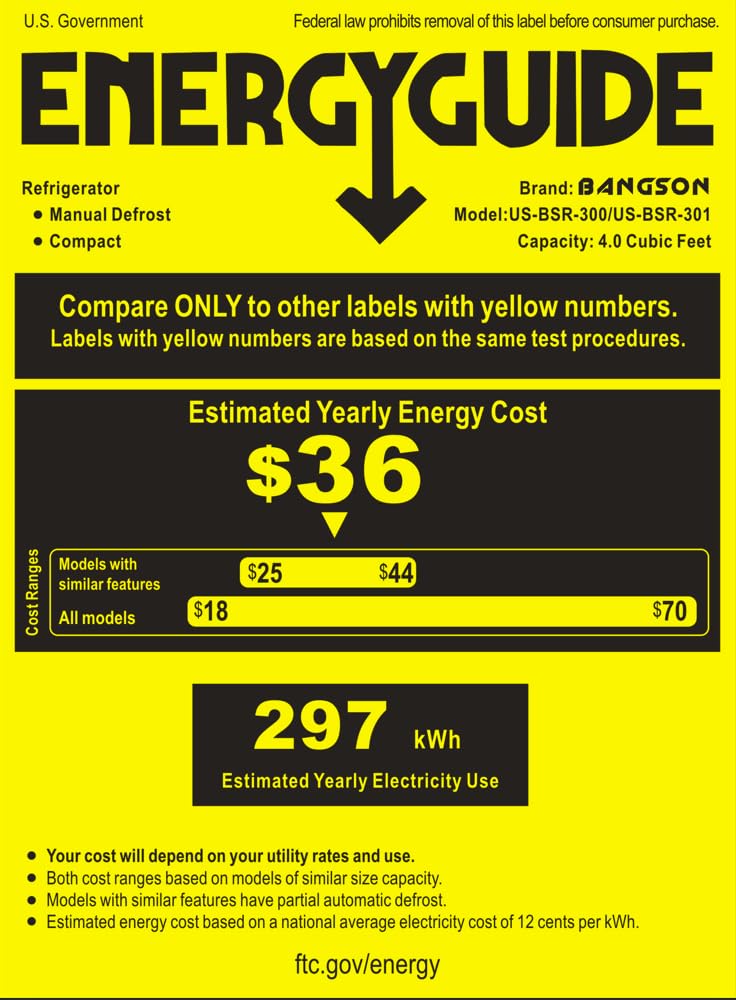 BANGSON Small Refrigerator with Freezer, 4.0 Cu.Ft, Samll Fridge with Freezer, 5 Settings Temperature Adjustable, 2 Doors, Compact Refrigerator for Apartment Bedroom Dorm and Office, Black