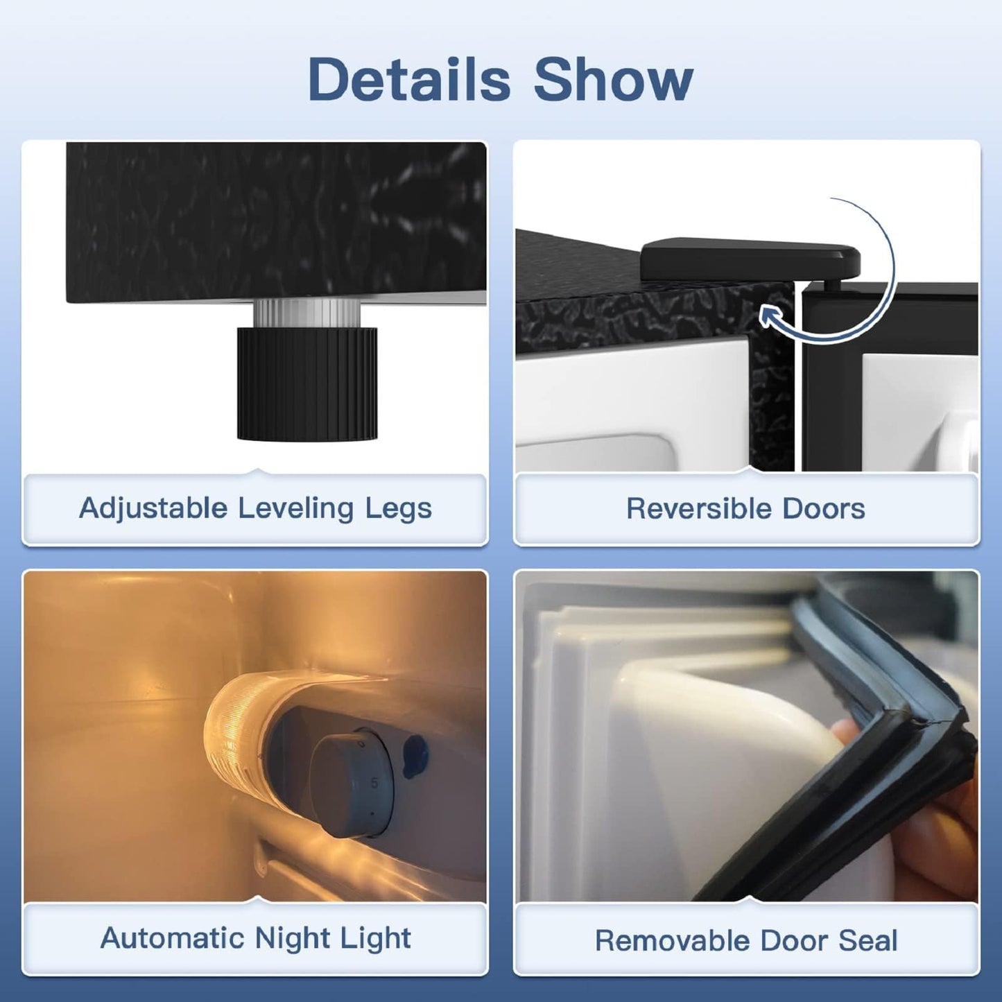 BANGSON Small Refrigerator with Freezer, 4.0 Cu.Ft, Samll Fridge with Freezer, 5 Settings Temperature Adjustable, 2 Doors, Compact Refrigerator for Apartment Bedroom Dorm and Office, Black