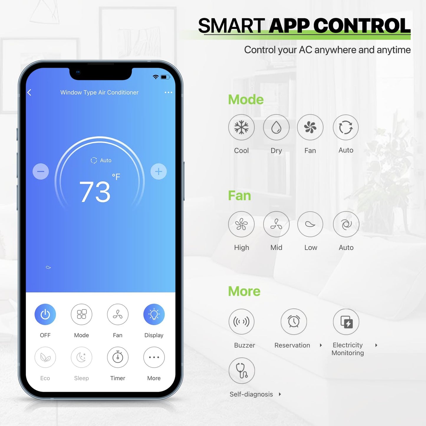 Magshion Window Air Conditioner 12000 BTU, Wi-Fi Enabled or Remote Control, Cooling for Large Rooms up to 450 Sq. Ft., 12K BTU Window AC Unit with Easy Install Kit