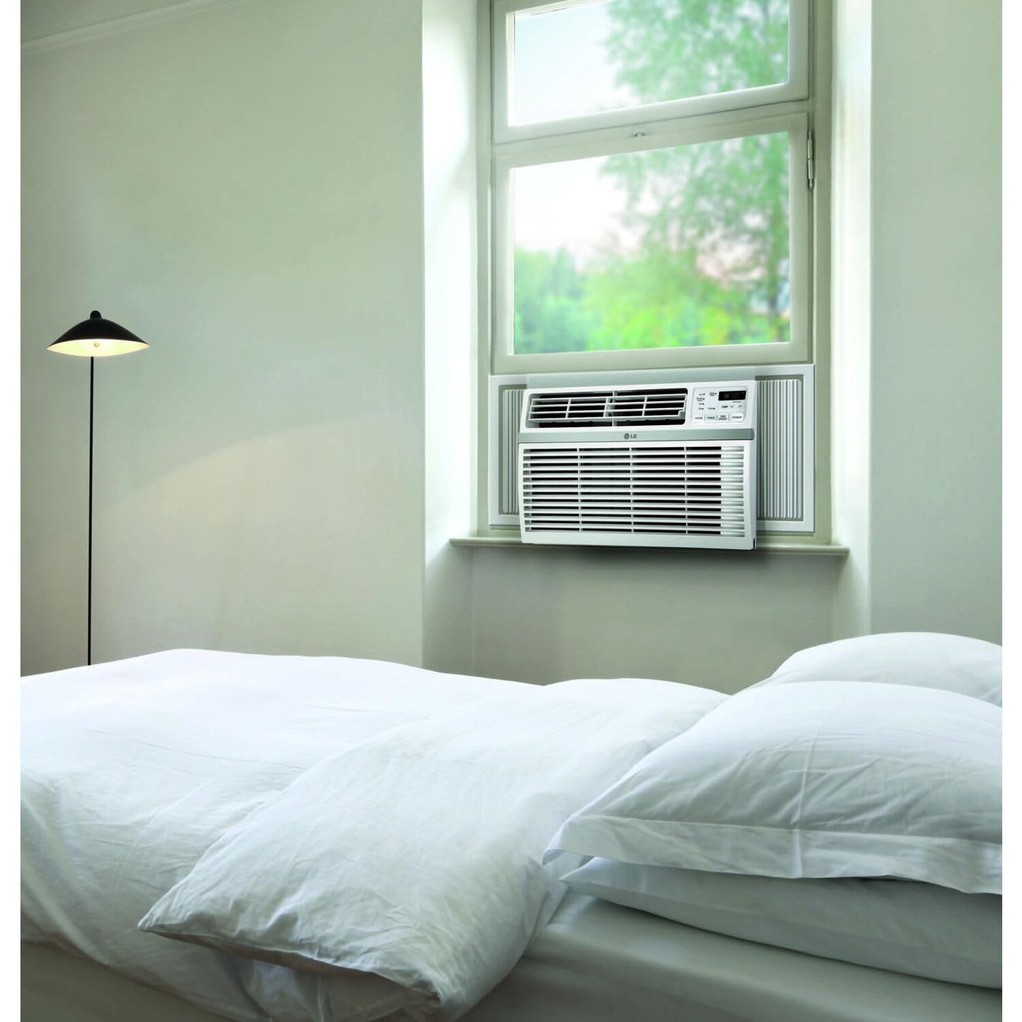 LG 12,000 BTU Window Air Conditioner, 115V, Cools 550 Sq.Ft. for Bedroom, Living Room, Apartment, Quiet Operation, Electronic Control with Remote, 3 Cooling & Fan Speeds, Auto Restart, White