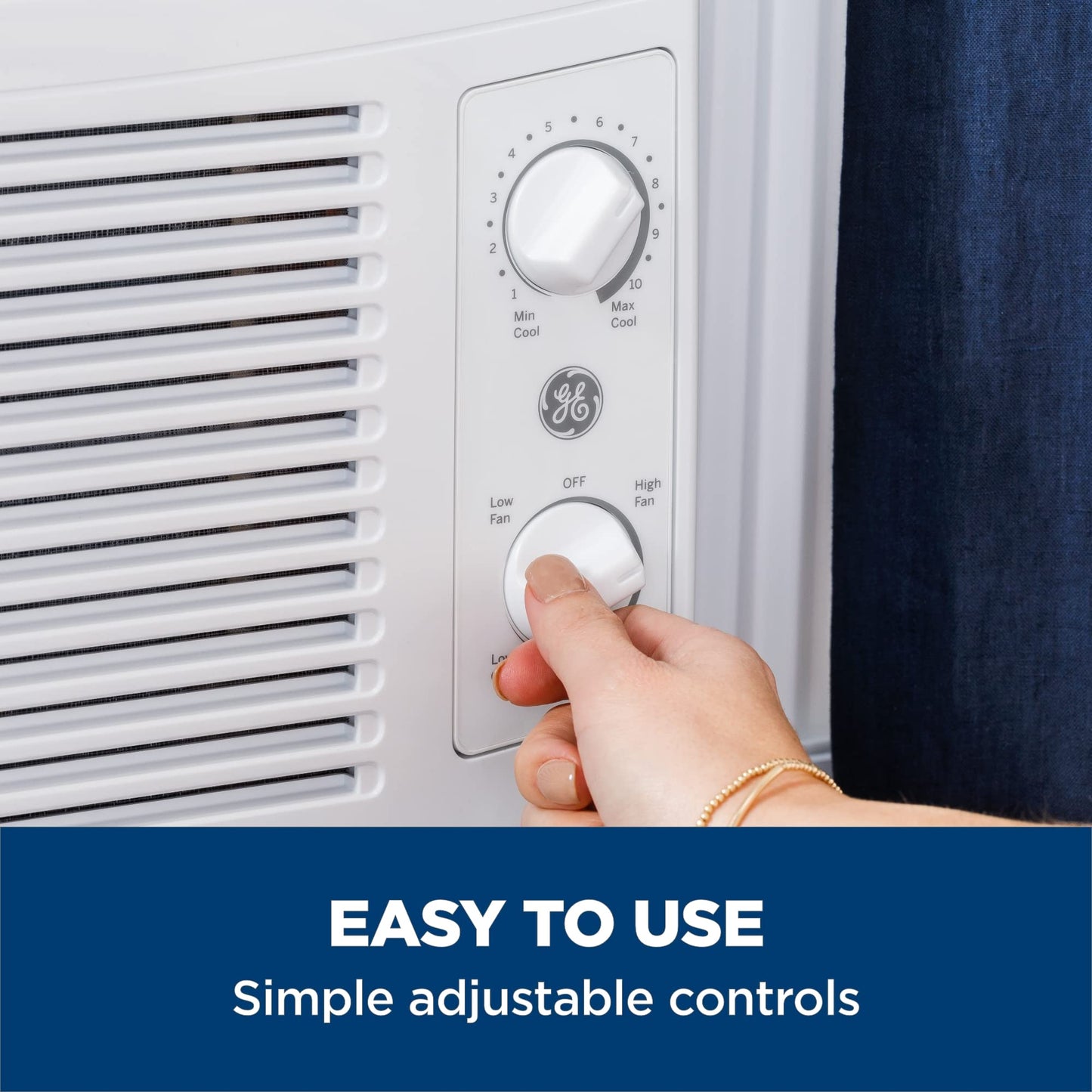 GE Electronic Window Air Conditioner 6000 BTU, Efficient Cooling for Smaller Areas Like Bedrooms and Guest Rooms, 6K BTU Window AC Unit with Easy Install Kit, White
