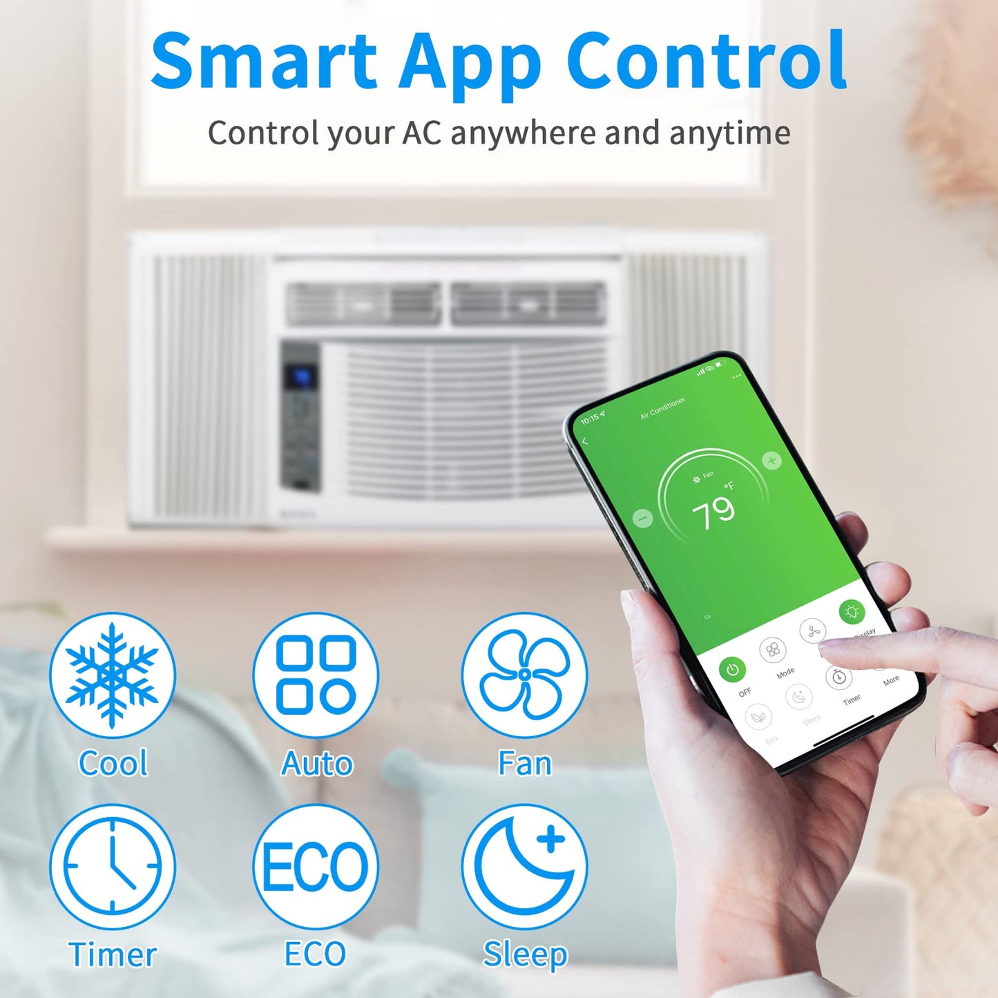 ROVSUN Smart 6000BTU Window Air Conditioner with WiFi, Energy Saving Window AC Unit with Remote & App Control & Timer Function & Easy Install Kit, for Rooms up to 250 Square Feet, 115V/60Hz, White