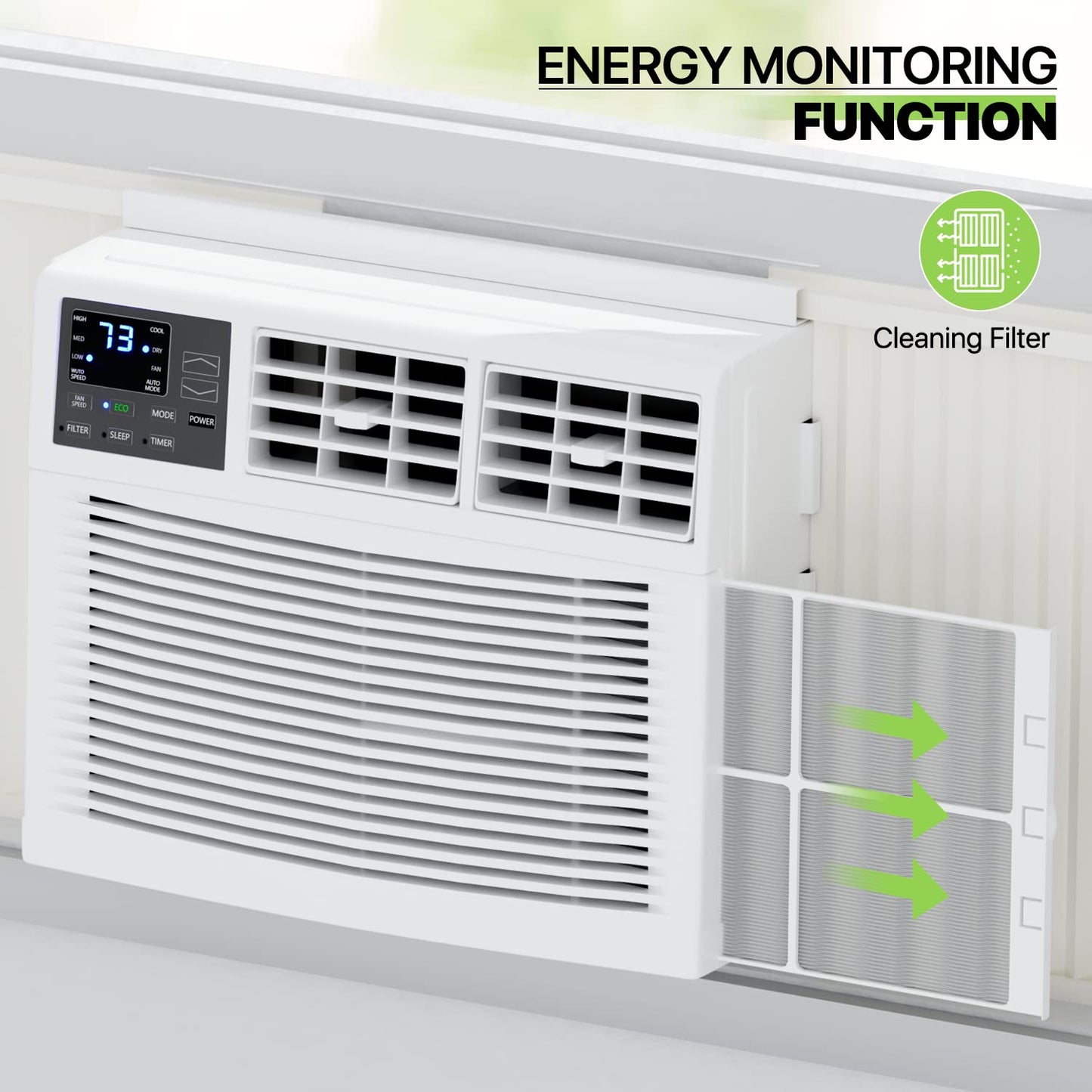 Magshion Window Air Conditioner 12000 BTU with Remote Control, Programmable Timer, Cooling for Large Rooms up to 450 Sq. Ft., 12K BTU Window AC Unit with Easy Install Kit