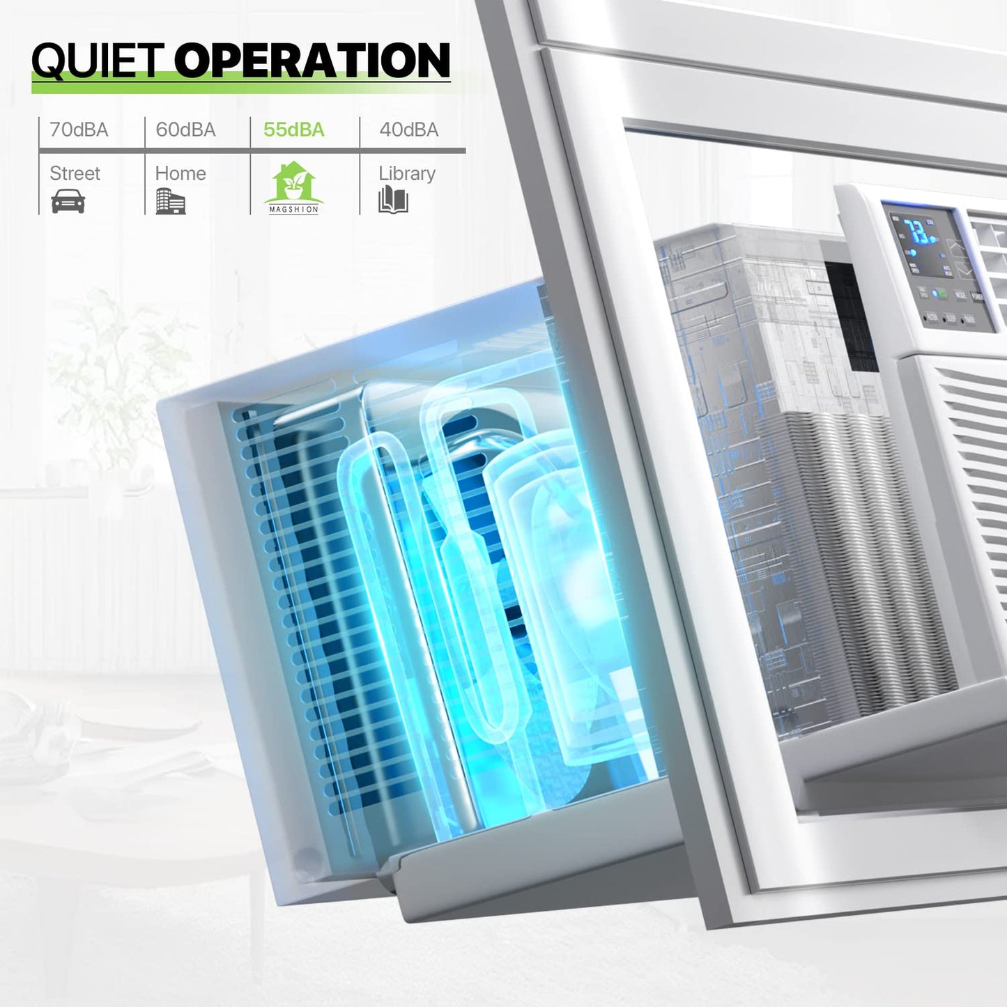 Magshion Window Air Conditioner 12000 BTU with Remote Control, Programmable Timer, Cooling for Large Rooms up to 450 Sq. Ft., 12K BTU Window AC Unit with Easy Install Kit