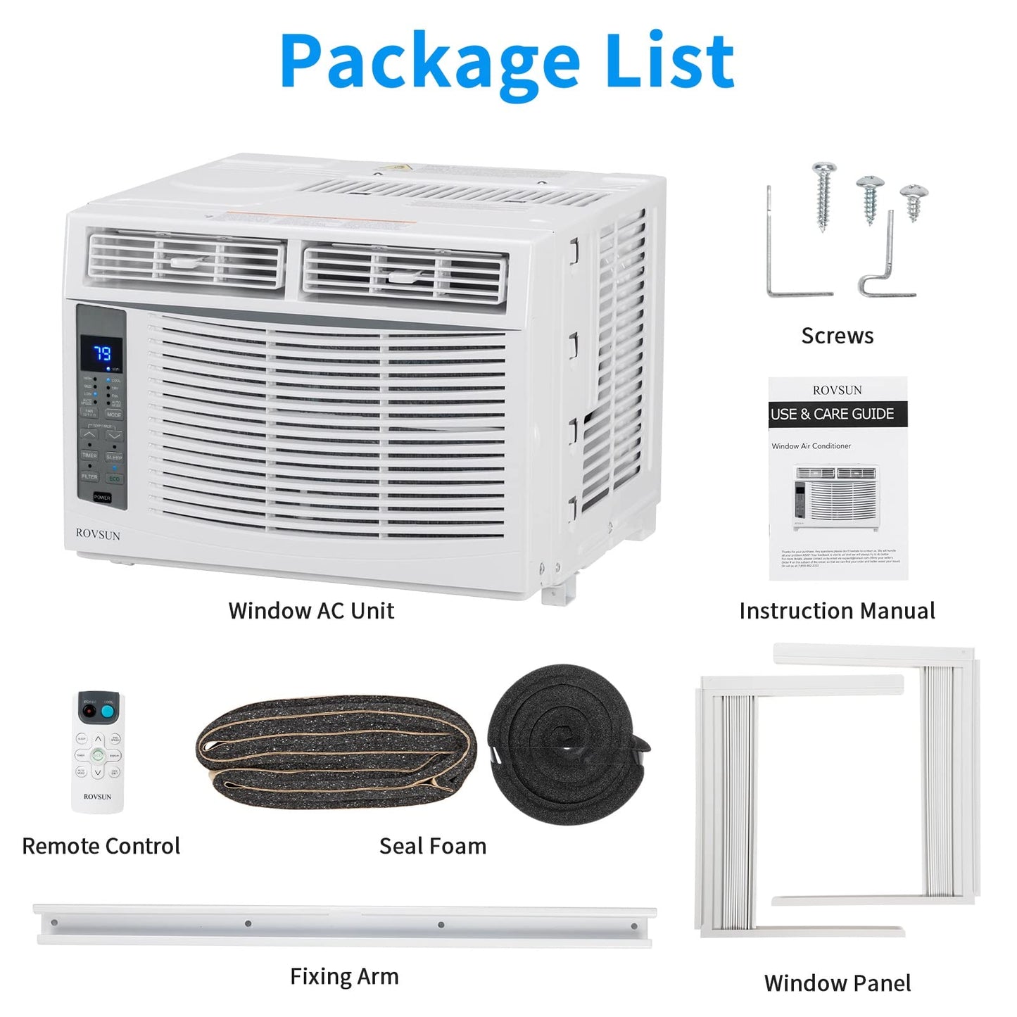 ROVSUN Smart 6000BTU Window Air Conditioner with WiFi, Energy Saving Window AC Unit with Remote & App Control & Timer Function & Easy Install Kit, for Rooms up to 250 Square Feet, 115V/60Hz, White