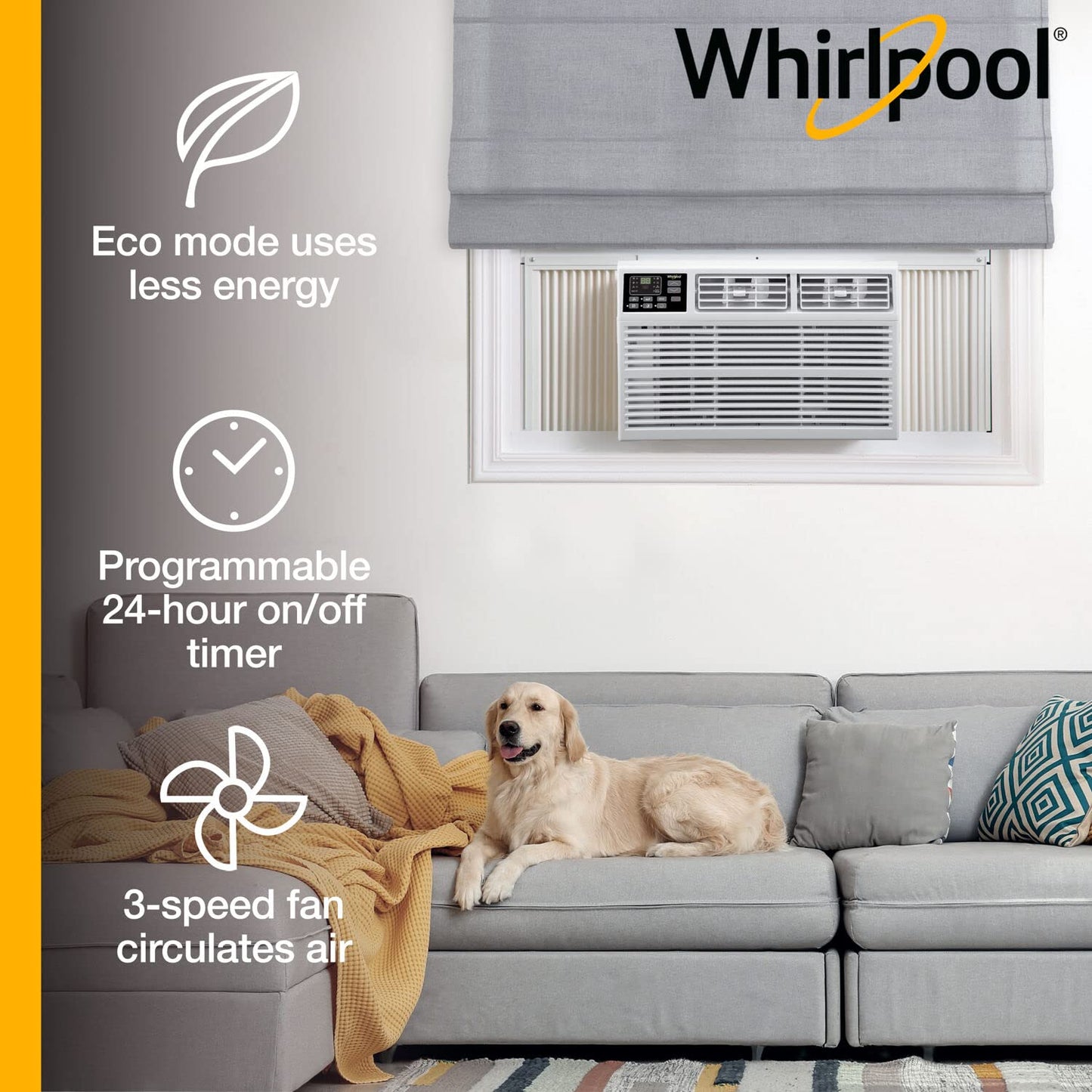 Whirlpool 10,000 BTU Window Air Conditioner, 115V, Window AC for Rooms up to 450 Sq.Ft with Remote Control, White