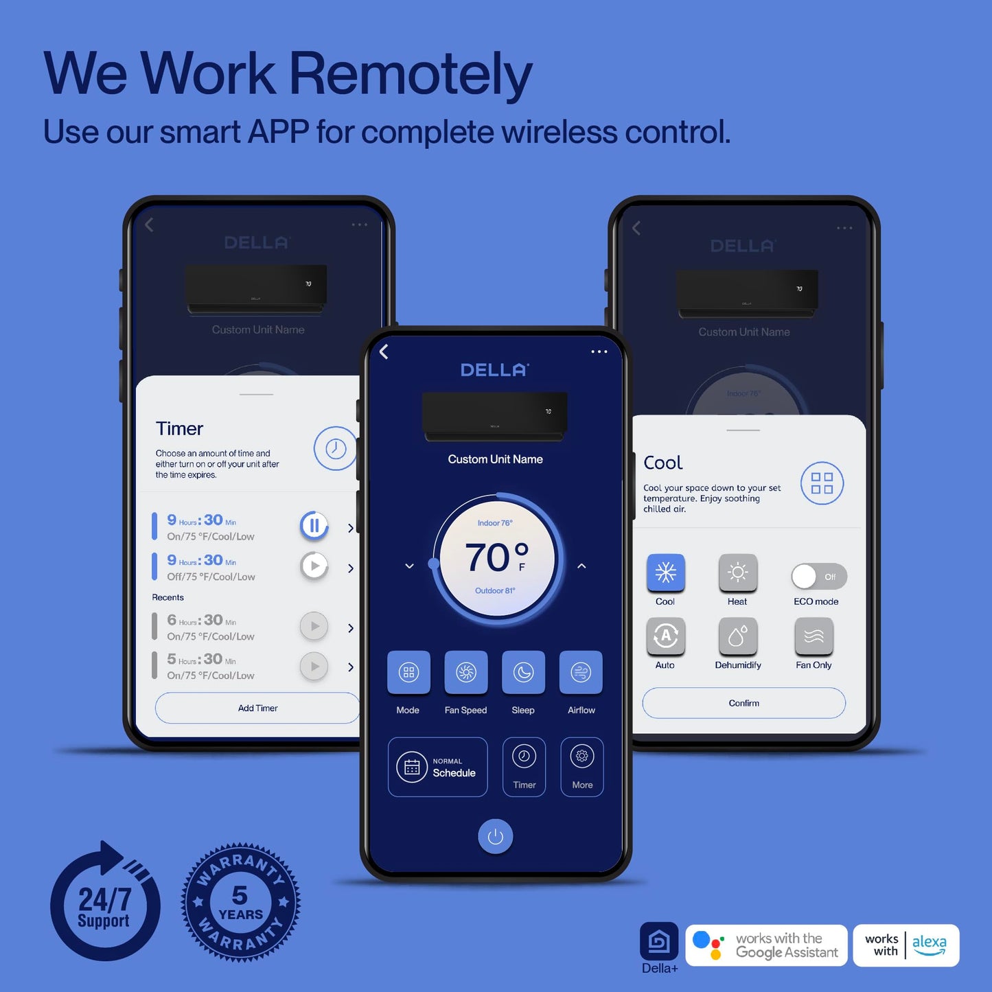 DELLA 12000 BTU Mini Split AC Wifi Enabled Work with Alexa 17 SEER2 Energy Saving Cools Up to 550 Sq.Ft & 1 Ton Pre-Charged Heat Pump Ductless Inverter System (JPB Series with R32 refrigerant)
