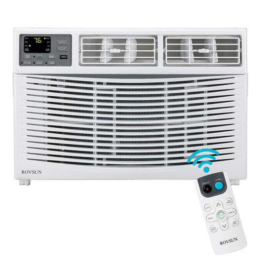 ROVSUN 12000 BTU Air Conditioner Window Unit, 3-in-1 Window AC Unit Cooler, Dehumidifier & Fan with Timer, Remote Control & Installation Kit, Cooling Rooms up to 550 Sq. Ft, 115V/60Hz, White & Grey