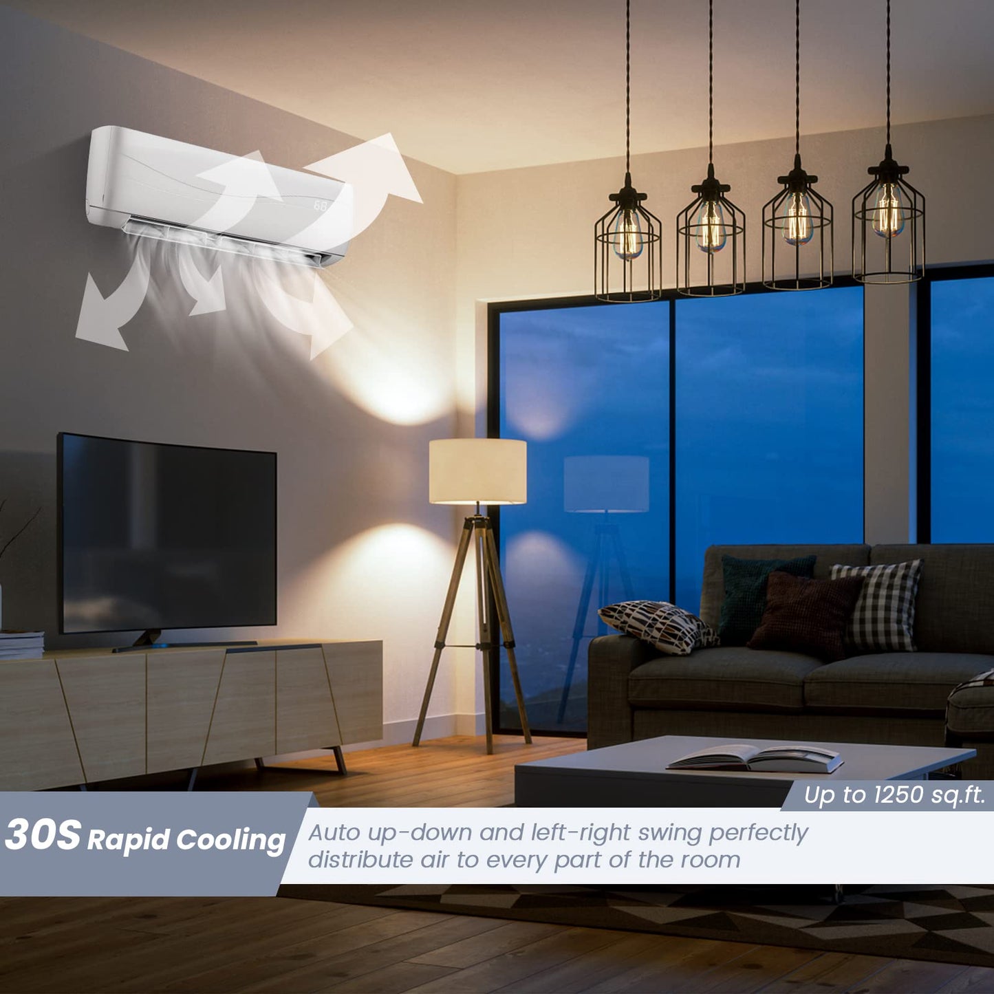 COSTWAY 18000BTU Mini Split Air Conditioner& Heater,19 SEER2 208-230V Wall-Mounted Ductless AC Unit Cools Rooms up to 1250 Sq. Ft, Energy Efficient Inverter AC w/Heat Pump & Installation Kit