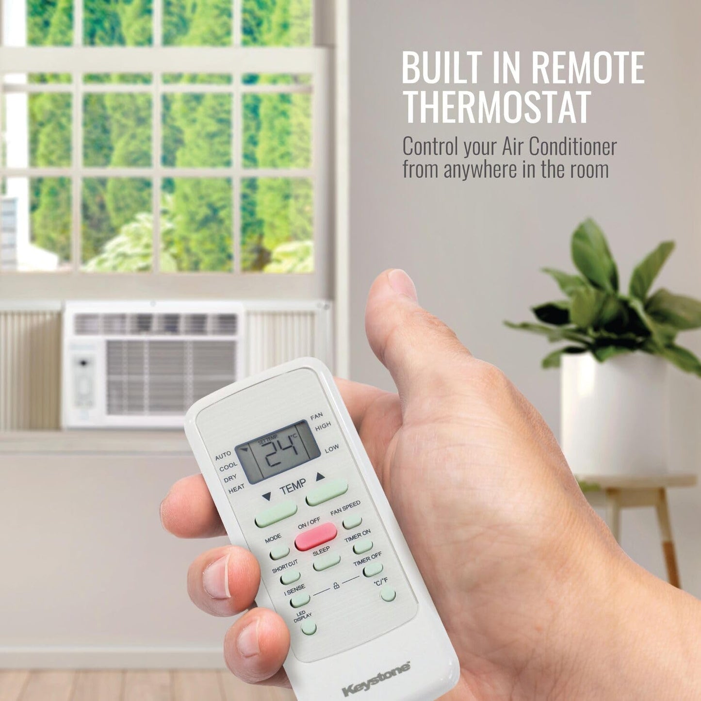 Keystone 12,000 BTU Window Air Conditioner and Dehumidifier, 115V, Window AC Units for Apartment, Living Room, Garage, and Medium Sized Rooms up to 550 Sq.Ft., Window Unit Air Conditioners with Remote