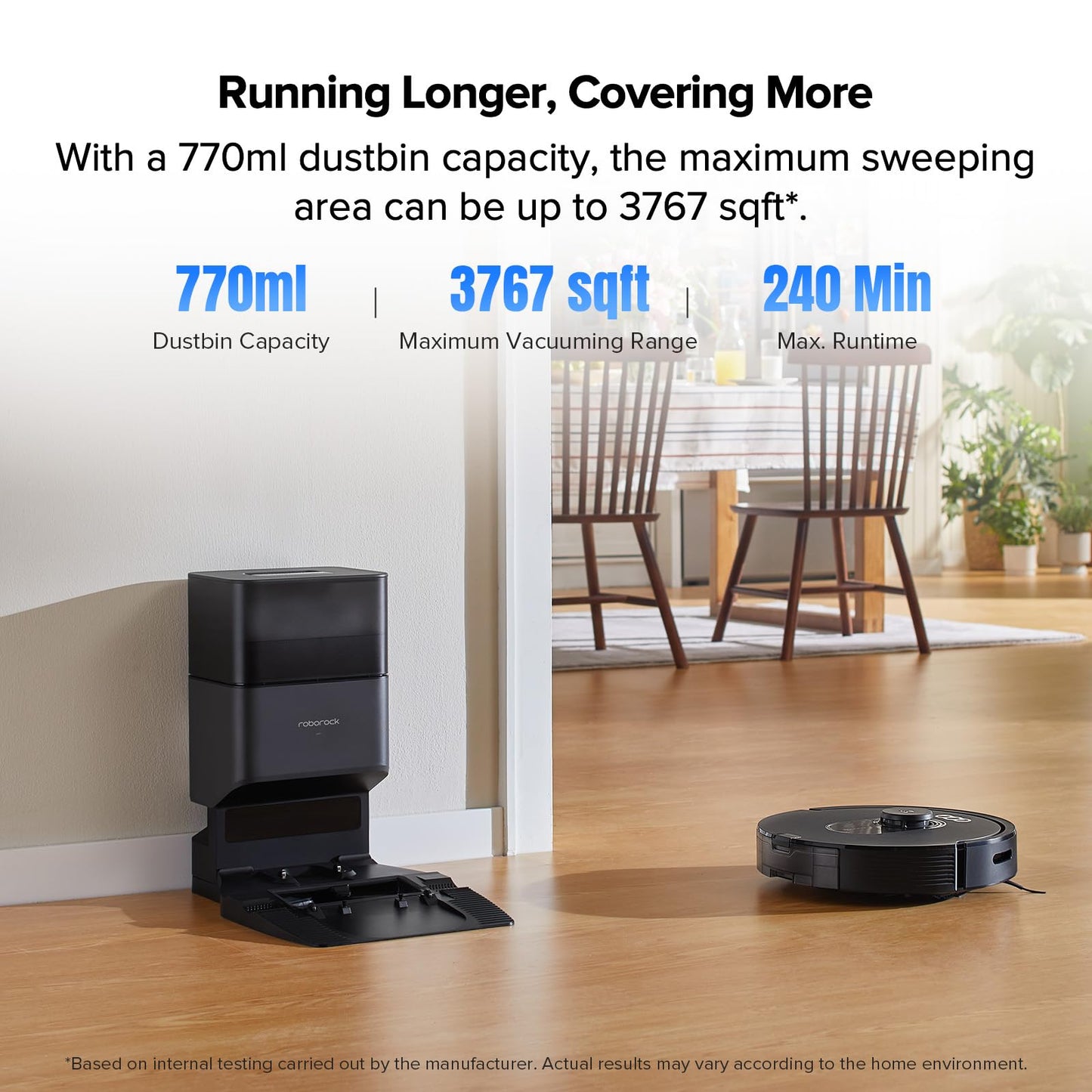 roborock Q5 Max+ Robot Vacuum with Self-Empty Dock, Upgraded from Q5+, 5500 Pa Suction, DuoRoller Brush, Hands-Free Cleaning for up to 7 Weeks, PreciSense LiDAR Navigation, App & Voice Control
