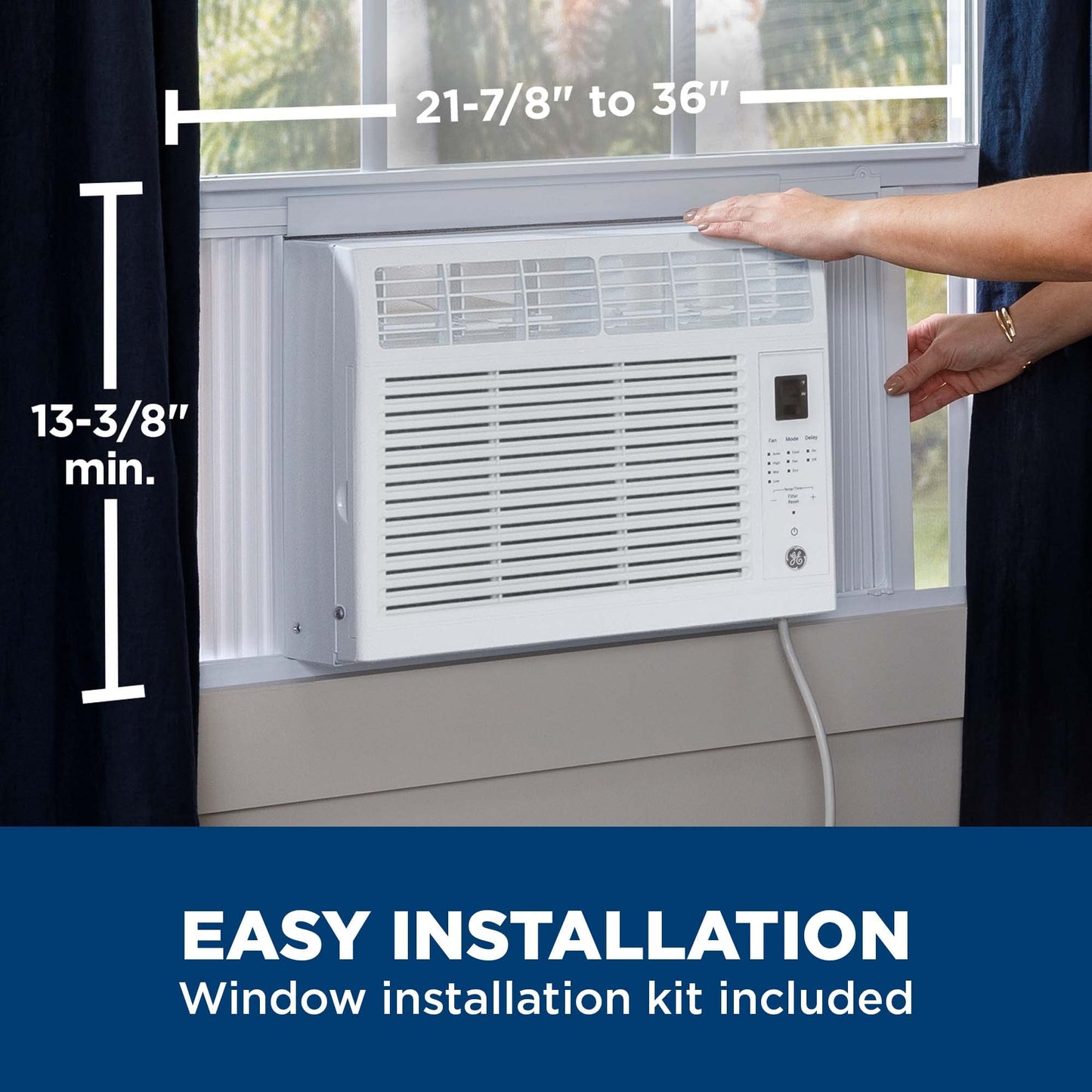 GE Electronic Window Air Conditioner 6000 BTU, Efficient Cooling for Smaller Areas Like Bedrooms and Guest Rooms, 6K BTU Window AC Unit with Easy Install Kit, White