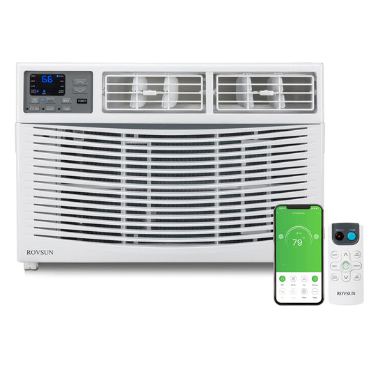 ROVSUN Smart 8000 BTU Window Air Conditioner with WiFi, Energy Saving Window AC Unit with Remote & App Control, Timer Function & Easy Install Kit, for Rooms up to 350 Square Feet, 115V/60Hz, White