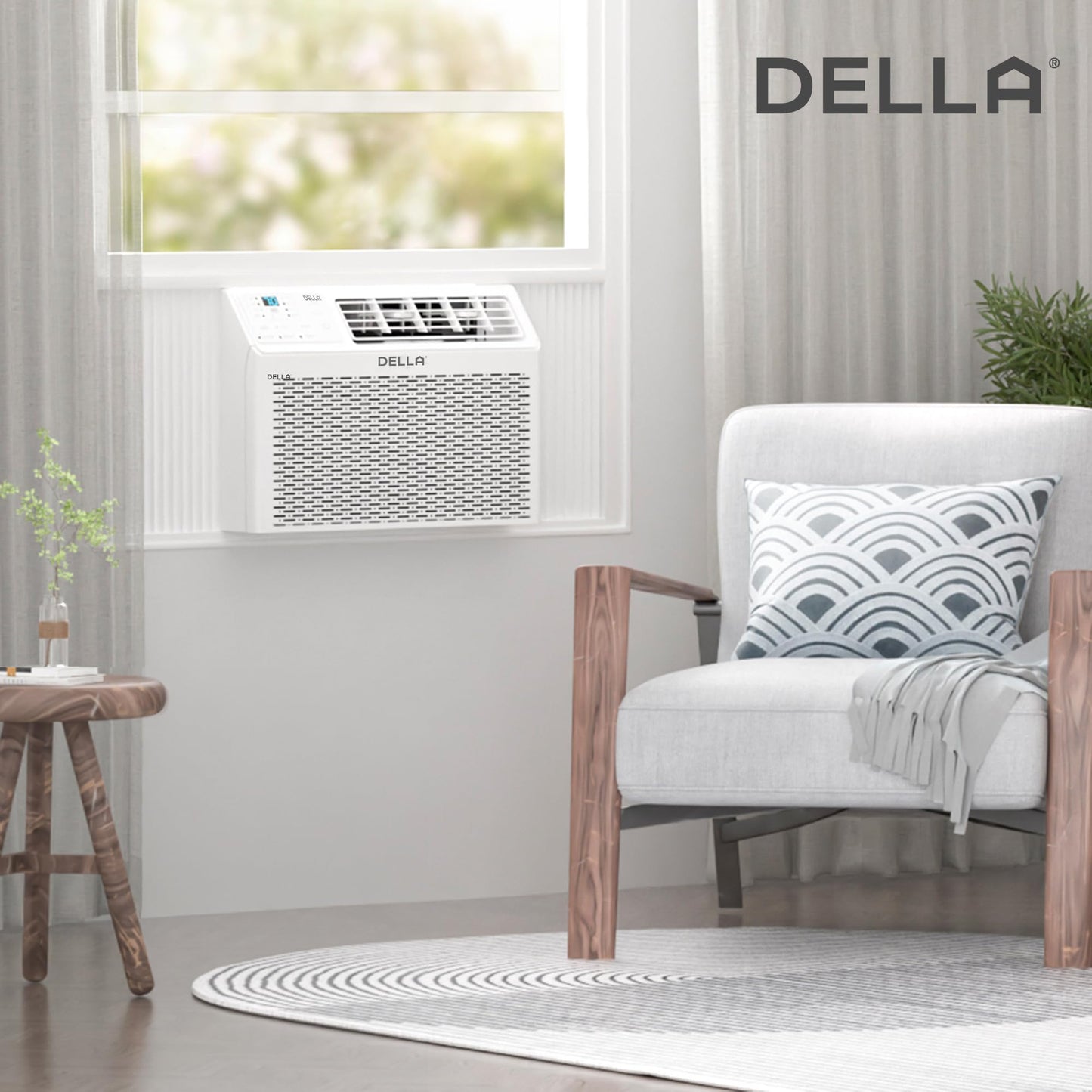 DELLA 14,000 BTU Window Air Conditioner Cools Up to 700 Sq. Ft., GEO Location, Remote/App Control, Dehumidifier, Fan, Reusable Filter, Easy Install Kit