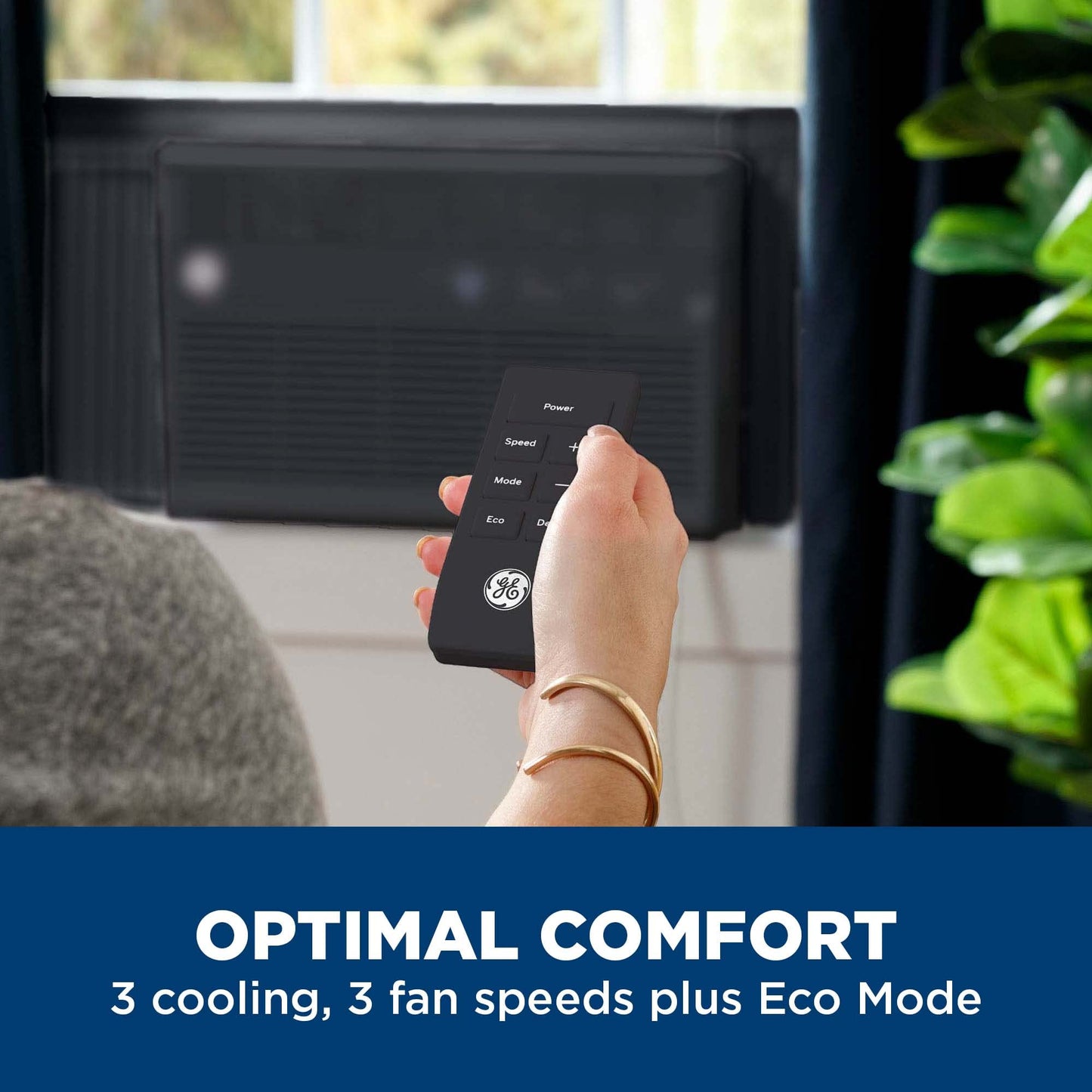 GE Window Air Conditioner 12000 BTU, Wi-Fi Enabled, Energy-Efficient Cooling for Large Rooms, 12K BTU Window AC Unit with Easy Install Kit, Control Using Remote or Smartphone App