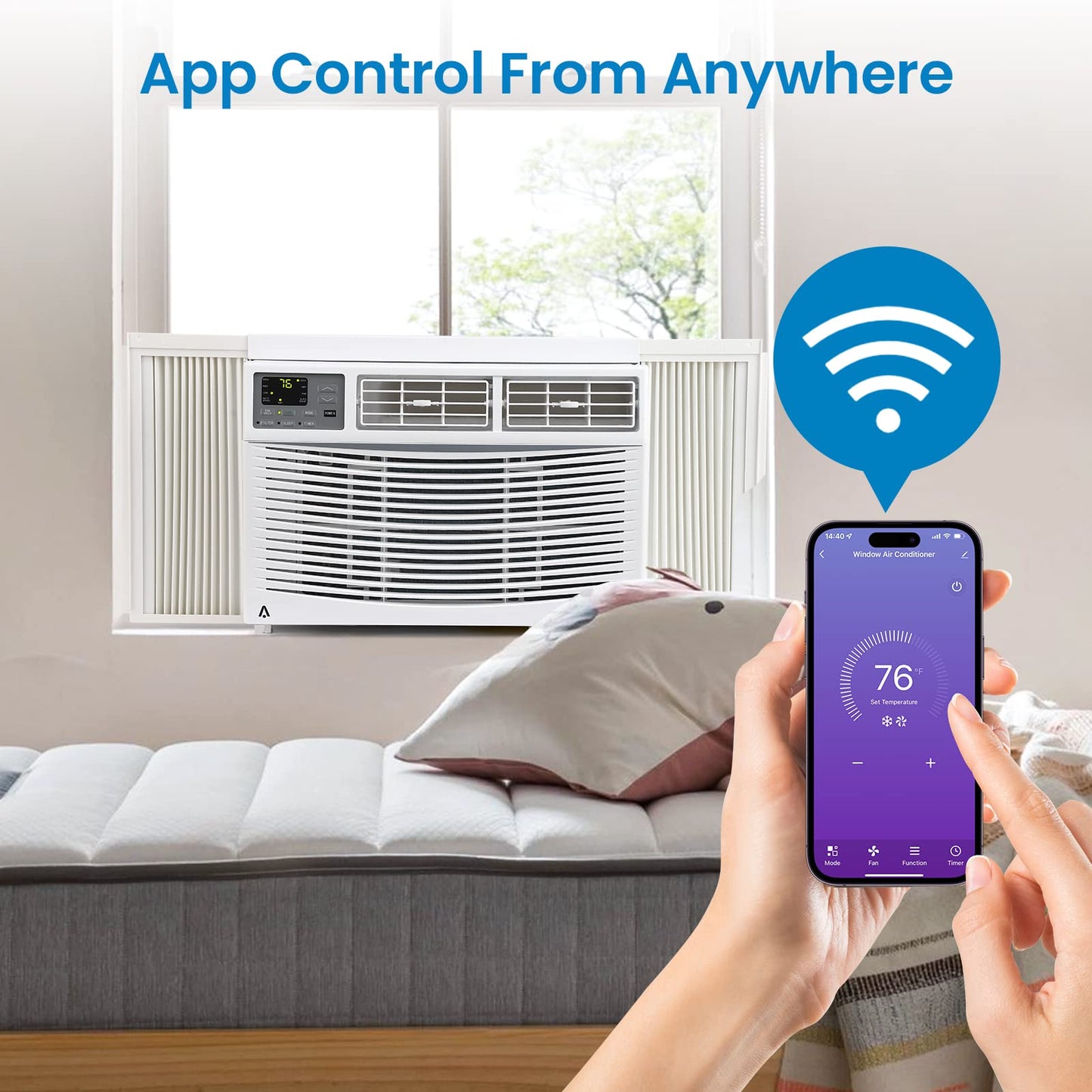 Acekool Smart Window Air Conditioner, 8000 BTU Air Conditioner Window Unit Remote/App Control and Dehumidify Function, Quiet Operation, Energy Savings, Cools 250 Sq.ft, 110-115V