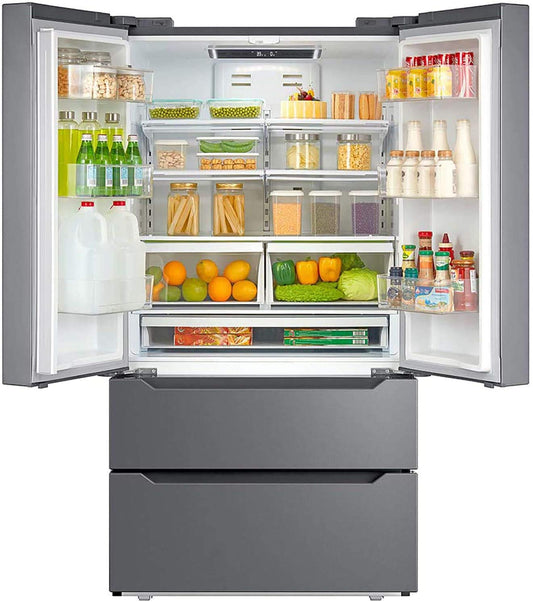 Smad 36" French Door Refrigerator 22.5 Cu.Ft, Refrigerator with Ice Maker, Counterdepth Refrigerator Bottom Freezer, Automatic Defrost, Humidity Controlled, Fingerprint-Proof Stainless Steel