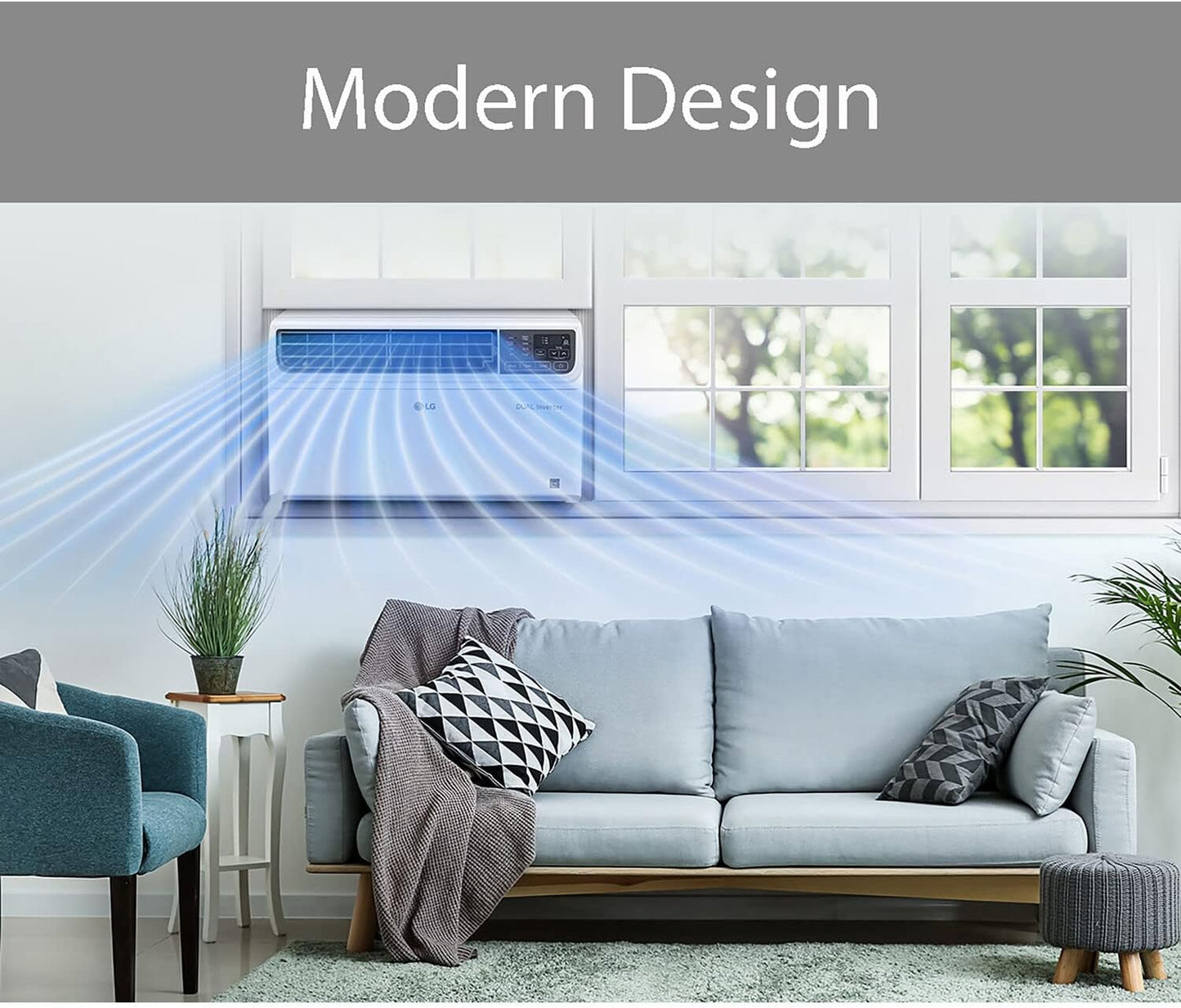 LG 10,000 BTU Smart Window Air Conditioner, 115V, Cools 450 Sq. Ft. for Bedroom, Living Room, Apartment, Dual Inverter, Quiet Operation, Energy Star, works with LG ThinQ, Amazon Alexa and Hey Google