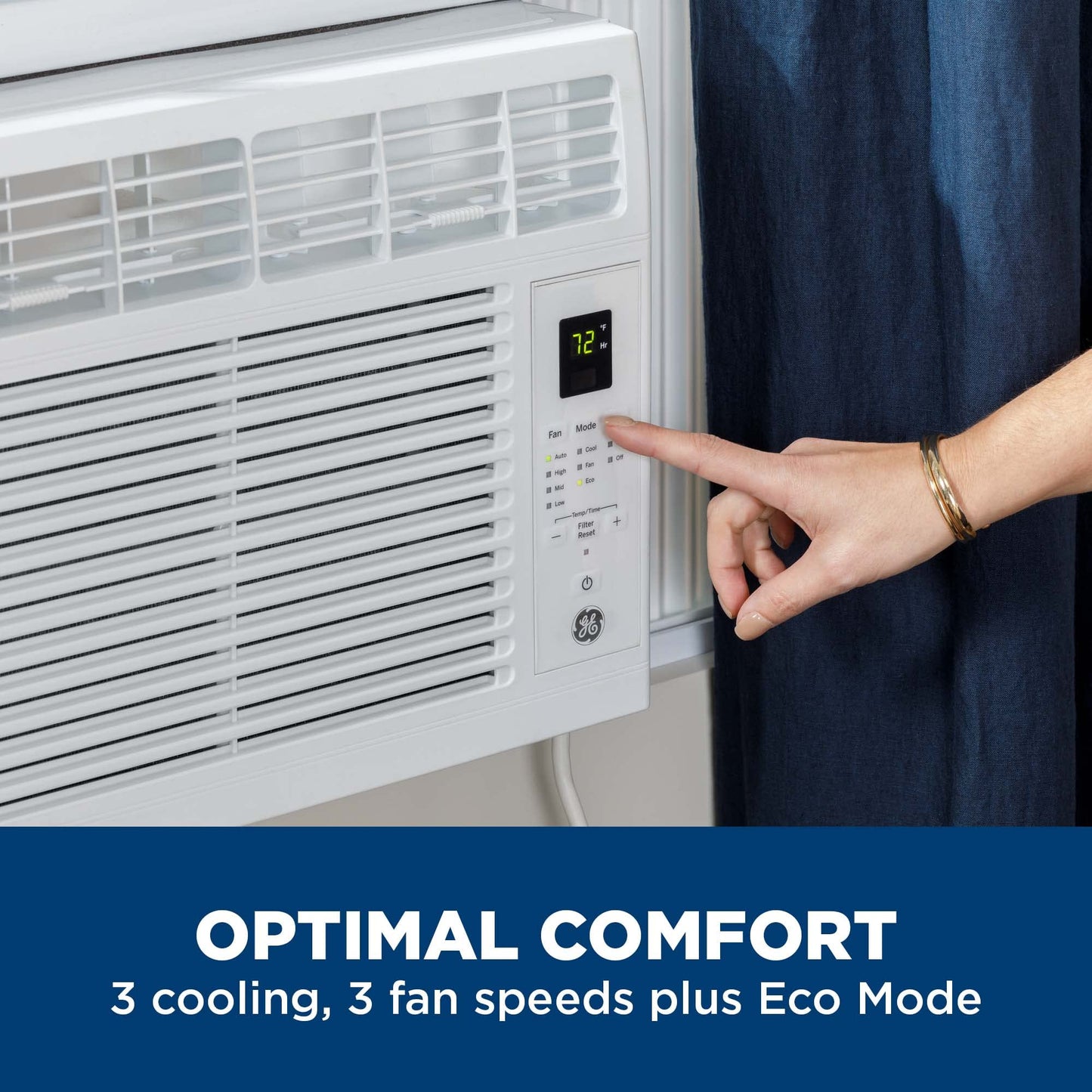 GE Electronic Window Air Conditioner 6000 BTU, Efficient Cooling for Smaller Areas Like Bedrooms and Guest Rooms, 6K BTU Window AC Unit with Easy Install Kit, White