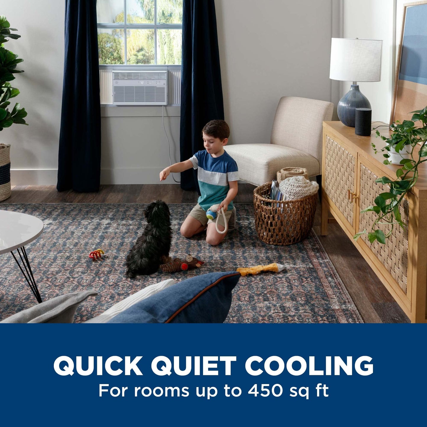 GE Window Air Conditioner 12000 BTU, Wi-Fi Enabled, Energy-Efficient Cooling for Large Rooms, 12K BTU Window AC Unit with Easy Install Kit, Control Using Remote or Smartphone App