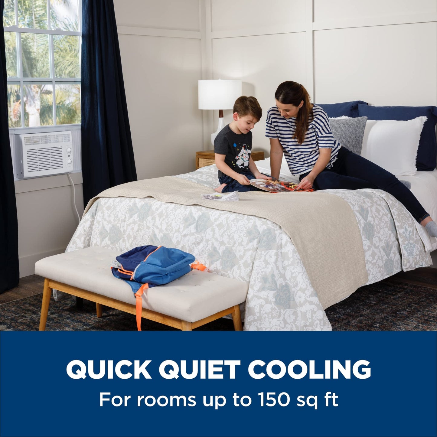 GE Electronic Window Air Conditioner 6000 BTU, Efficient Cooling for Smaller Areas Like Bedrooms and Guest Rooms, 6K BTU Window AC Unit with Easy Install Kit, White