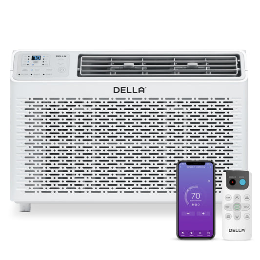 DELLA 14,000 BTU Window Air Conditioner Cools Up to 700 Sq. Ft., GEO Location, Remote/App Control, Dehumidifier, Fan, Reusable Filter, Easy Install Kit