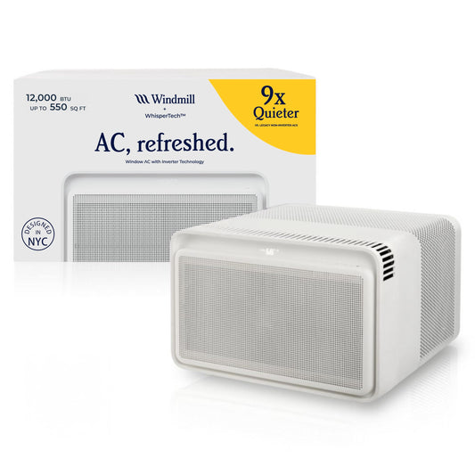 Windmill - The Windmill AC Modern Air Conditioner with WhisperTech- Ultra-Quiet, More Efficient, and Voice-Enabled Window AC Unit - Easy Install - Includes User Friendly App, 12,000 BTU