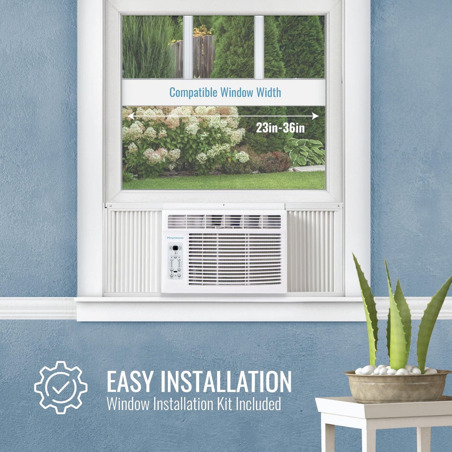 Keystone 12,000 BTU Window Air Conditioner and Dehumidifier, 115V, Window AC Units for Apartment, Living Room, Garage, and Medium Sized Rooms up to 550 Sq.Ft., Window Unit Air Conditioners with Remote