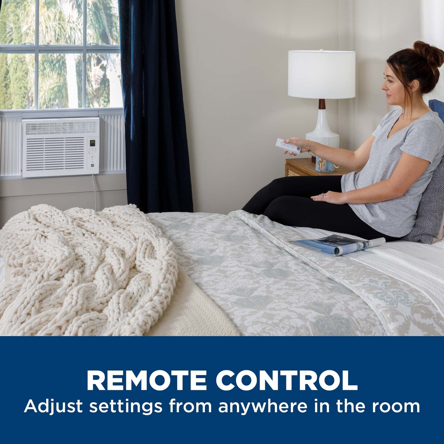 GE Electronic Window Air Conditioner 6000 BTU, Efficient Cooling for Smaller Areas Like Bedrooms and Guest Rooms, 6K BTU Window AC Unit with Easy Install Kit, White